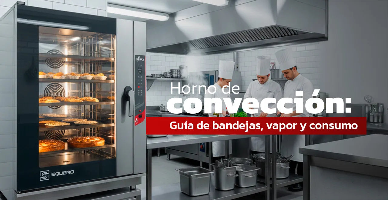 Horno de convección: guía de bandejas, vapor y consumo