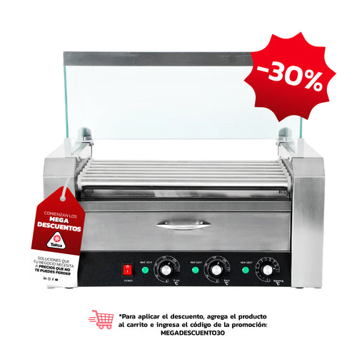 Asador Salchichas Talsa 7 Rodillos — Exhibe y Asa en Punto de Venta