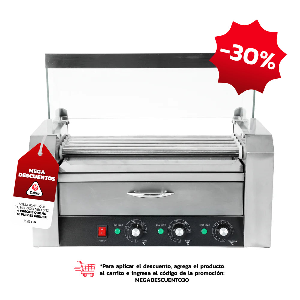 Asador Salchichas Talsa 5 Rodillos — Formato Compacto para Alto Tráfico