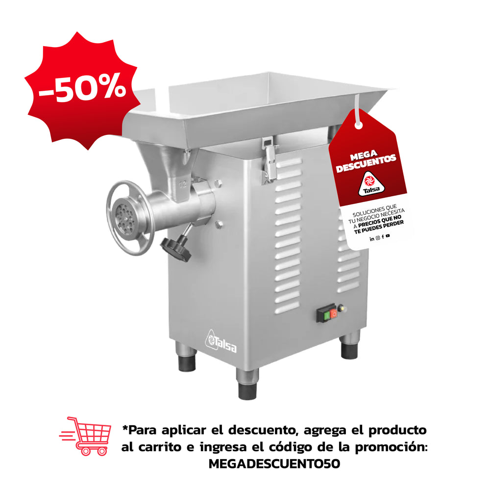 Molino Para Carne Talsa 12 en Acero Inoxidable — Compacto y Potente