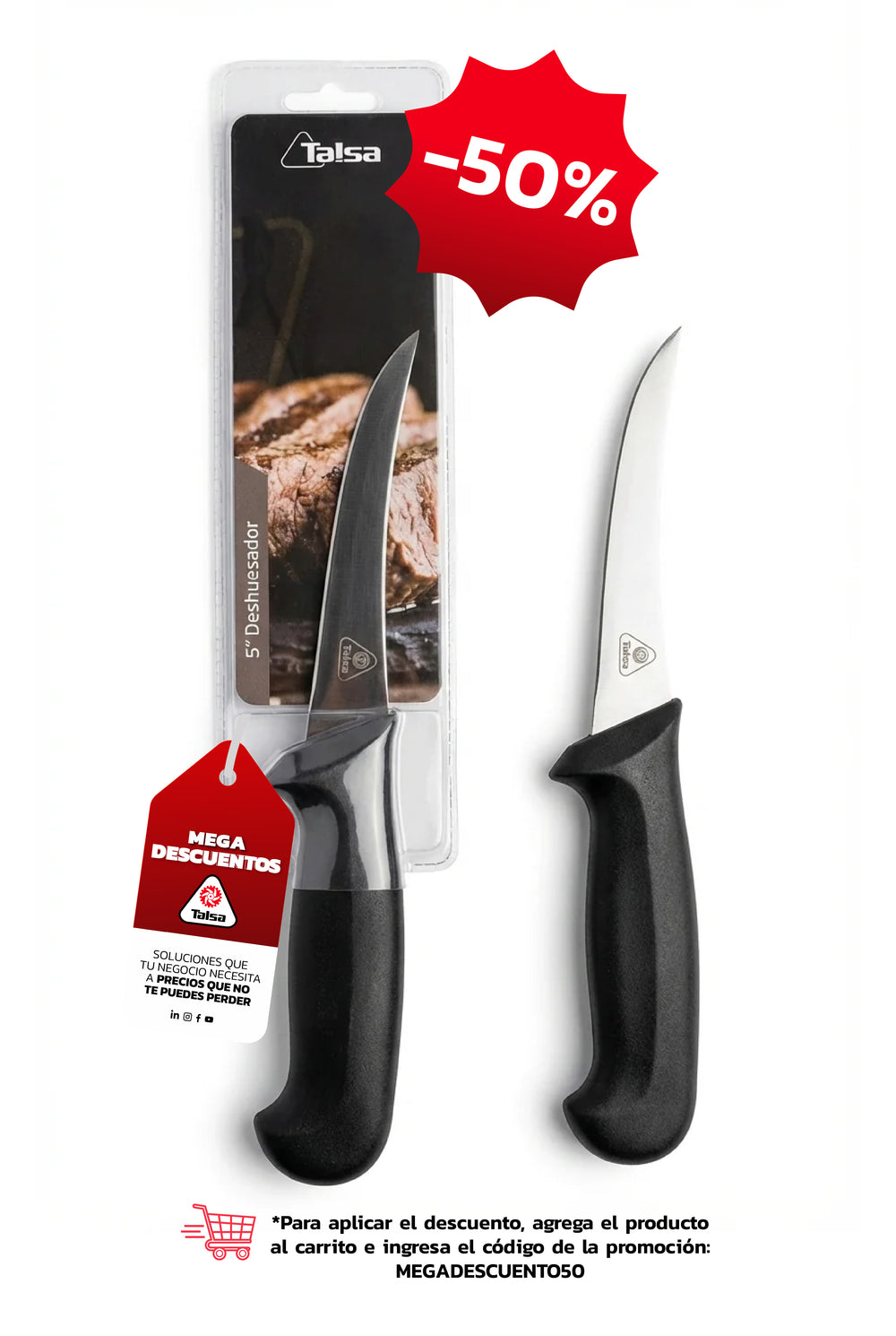 Cuchillo Deshuesador 5" Negro
