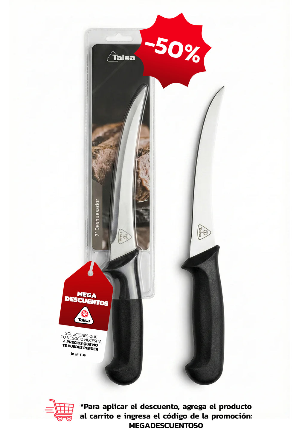 Cuchillo Deshuesador 7" Negro