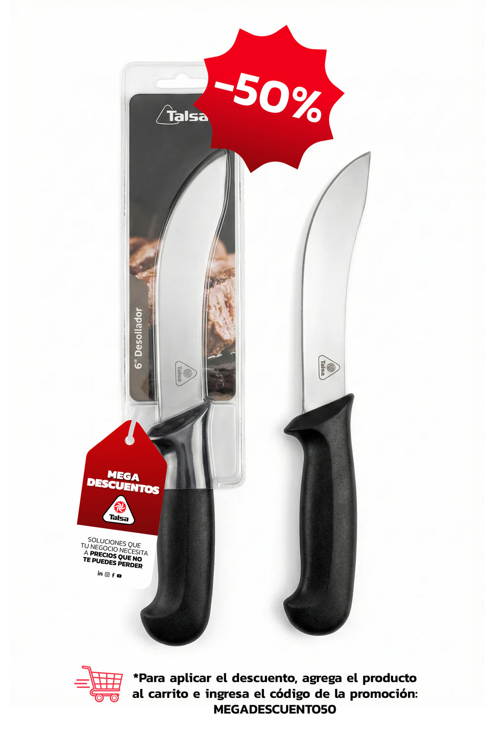 Cuchillo Desollador 6" Negro