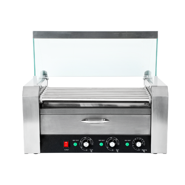 Asador salchichas 7 rodillos giratorios hot dog punto de venta