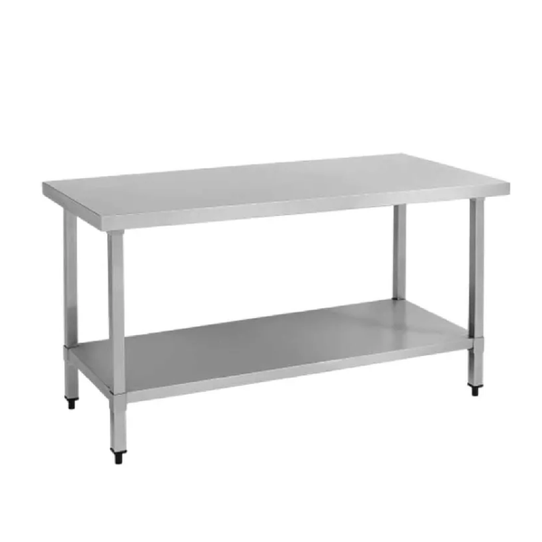 Mesa trabajo acero inoxidable 120 cm entrepaño cocina industrial BPM